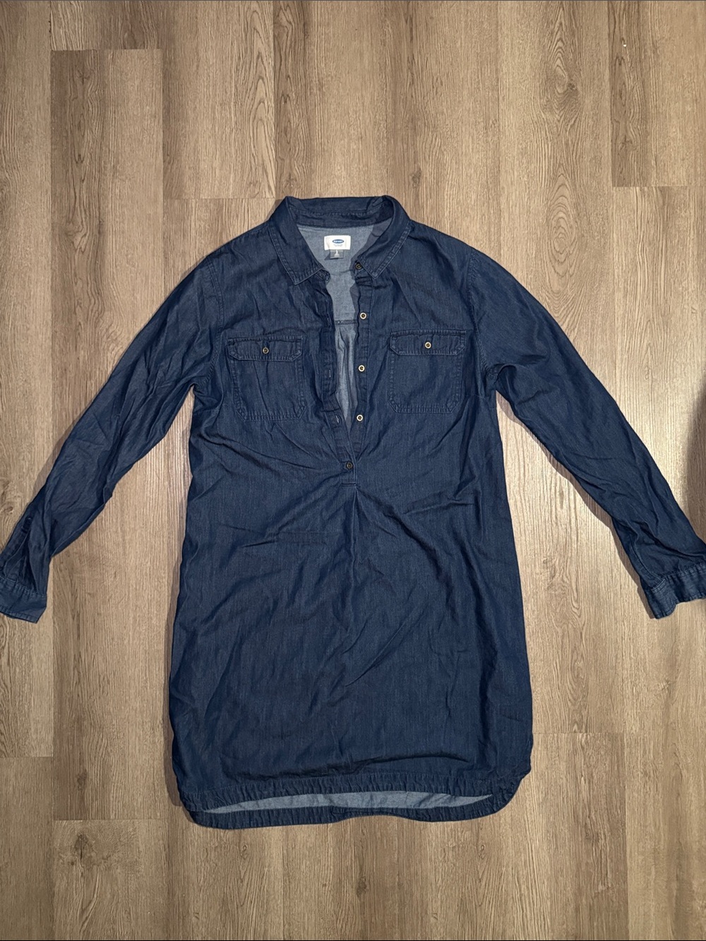 Old Navy Navy Blue Button-Front Long Sleeve Tunic Shirt